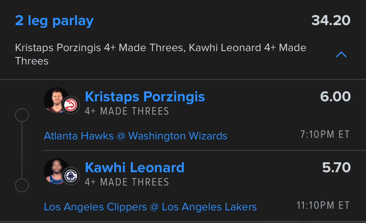 🏀 NBA 🏀

Dual threes ladder! 

.5u on 3/3
.2u on 4/4

#NBA #GamblingX