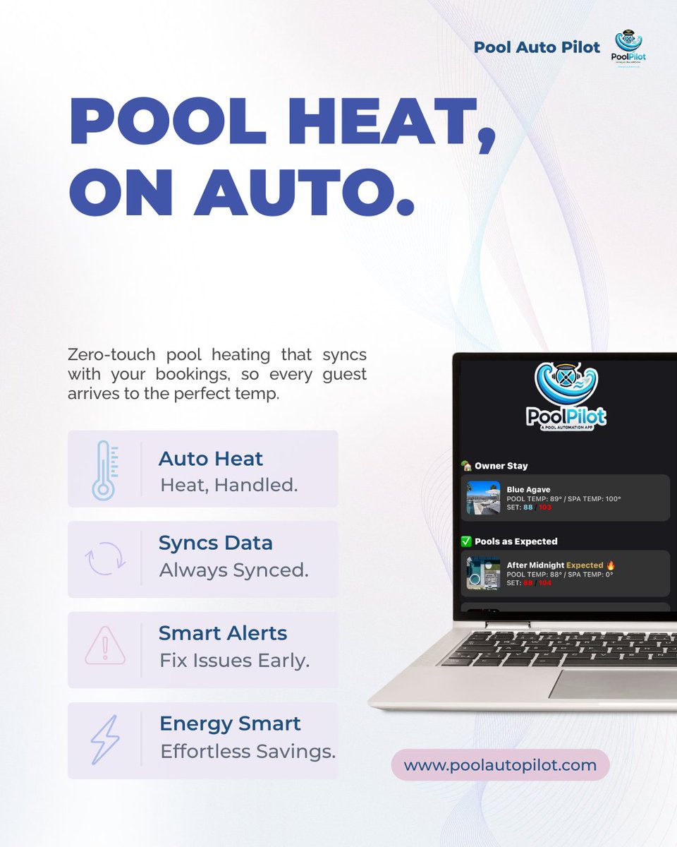 PoolAutoPilot's tweet image. Your pool heater shouldn&apos;t be a mystery.
Now you can see how much energy you&apos;re saving - in real time.
Smart heat = smart profits.
#str #vacationrentals #propertymanagement