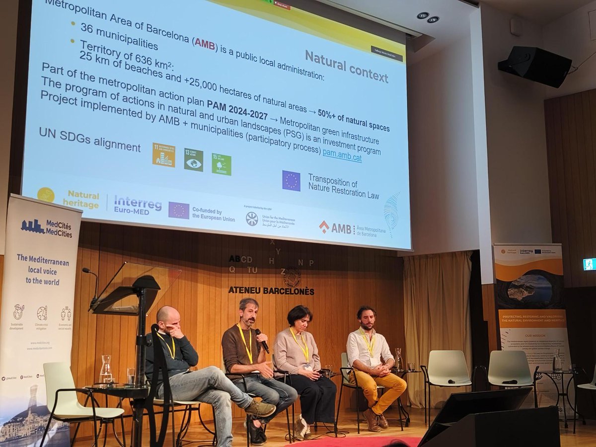 MedCities's tweet photo. @Gov4Nature @EU_MARE @EU4MENAGulf @UfMSecretariat @planbleu @Euroregion @marseille @dubrovnikcro @InterregEuroMED @CREAF_ecologia @XBernardsans @JelkaTepsic @ClareLouHart @Pepbogota @IUCN_Med @Le_Museum @UNEP @UNEPMAPNews 🗣️The round tables showcased concrete examples of tools, methods, or practices from @Gov4Nature projects that can effectively contribute to the implementation of solutions at #regional & #locallevel. 💯Presentations from the @Gov4Nature Community have given the event a boost https://t.co/Sy7g2kQi6t