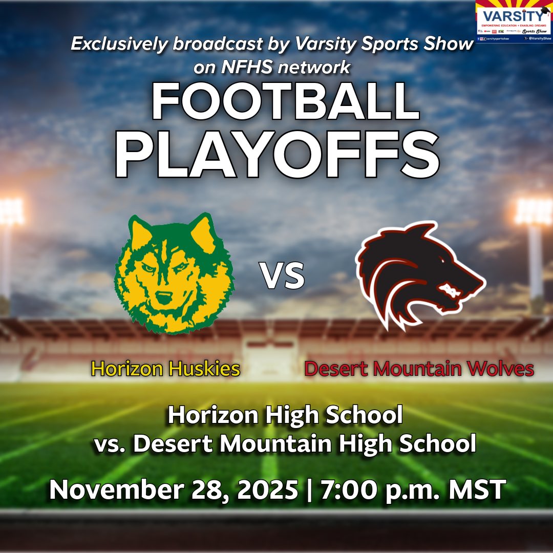 VarsityShow's tweet image. Do you have any plans this Friday night??? Welp cancel them NOW ‼️

Watch LIVE as the Huskies battle against the Wolves this upcoming Friday evening 🍿🤯

Exclusively broadcast by Varsity Sports Show on NFHS Network 🎥

#VarsitySportsShow #football #fnl #highschoolsports