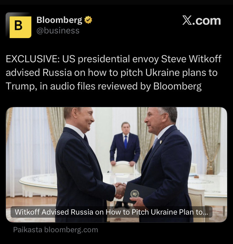 joni_askola's tweet image. All of this is 100% Trump’s fault. 

He’s the one who appointed Witkoff and Kushner to negotiate, and he went with their plan. 

Trump is as much of a traitor as they are