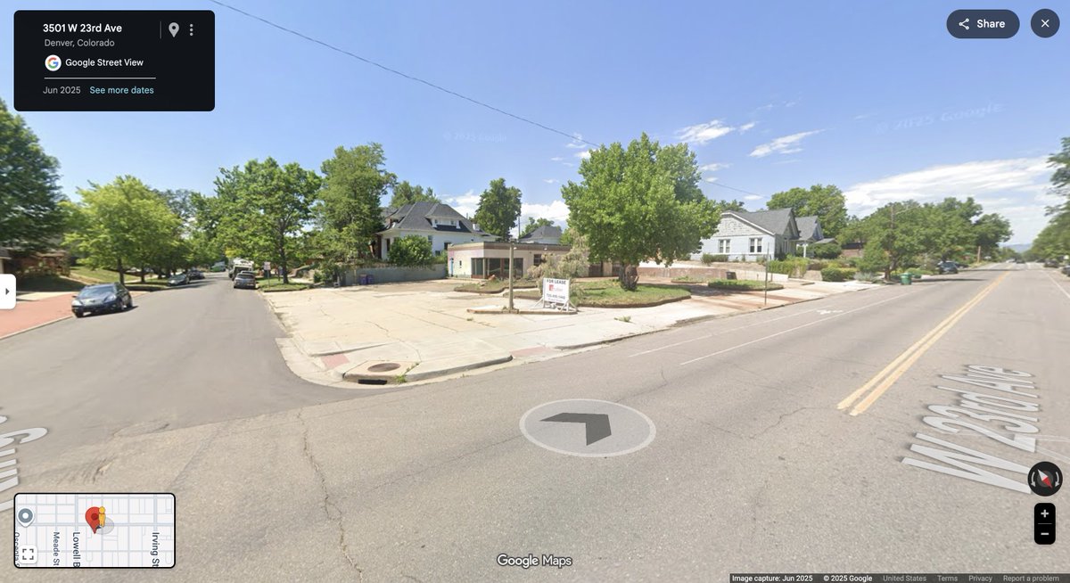 BuildUpDenver's tweet photo. PROPOSED
King St &amp; W 23rd Ave, #Denver 80211
Old art studio turns into a beer garden and food destination in Sloan's Lake neighborhood, major new addition to a growing community. No parking, no need! There's already a mature tree and landscaping where parking might have gone! https://t.co/e5eUShv6KV