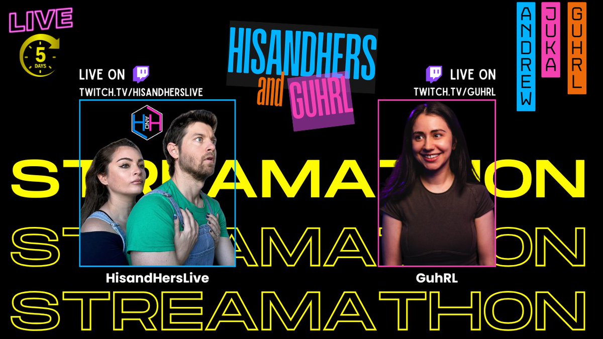 HisandHersLive's tweet image. Starting Soon 👀
OUR FIRST EVER COLLAB STREAM-A-THON! 

✅5 Day Cap 
✅Live 24/7
✅Crazy Goals
✅Nonstop Entertainment

@HisandHersLive  X @heyGuhRL Streamathon 2025

#betternamethanVirginathon