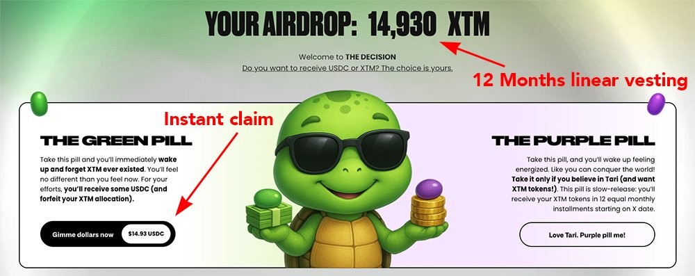 Crypto_Pranjal's tweet image. Tari Airdrop Checker is Live and it&apos;s Funny! 🤣

Finally, after 1.5 years of farming, the Tari airdrop is here. But here’s the funny part:

1. You claim now and get peanuts
2. Or you claim over 12 months and still get peanuts

✅ Check your allocation here:…