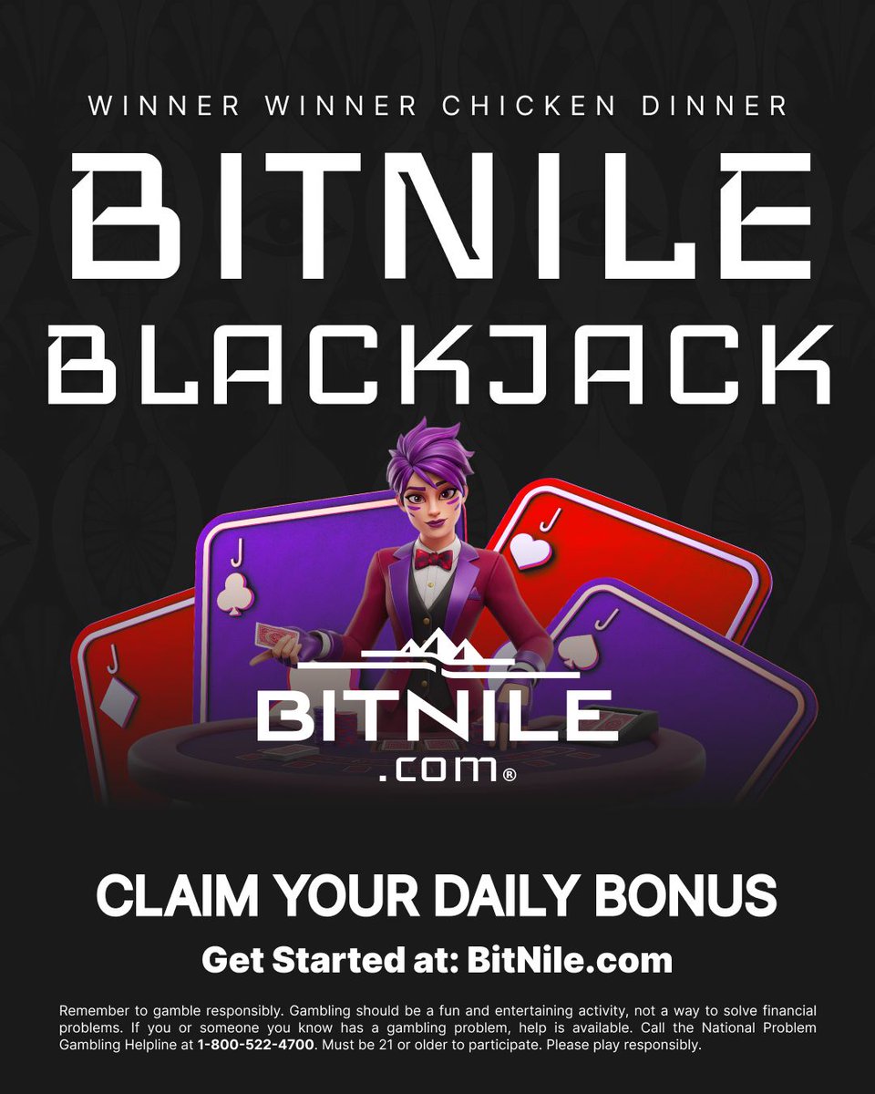 Winner winner chicken dinner.
Claim your daily bonus and play BitNile Blackjack at BitNile.com