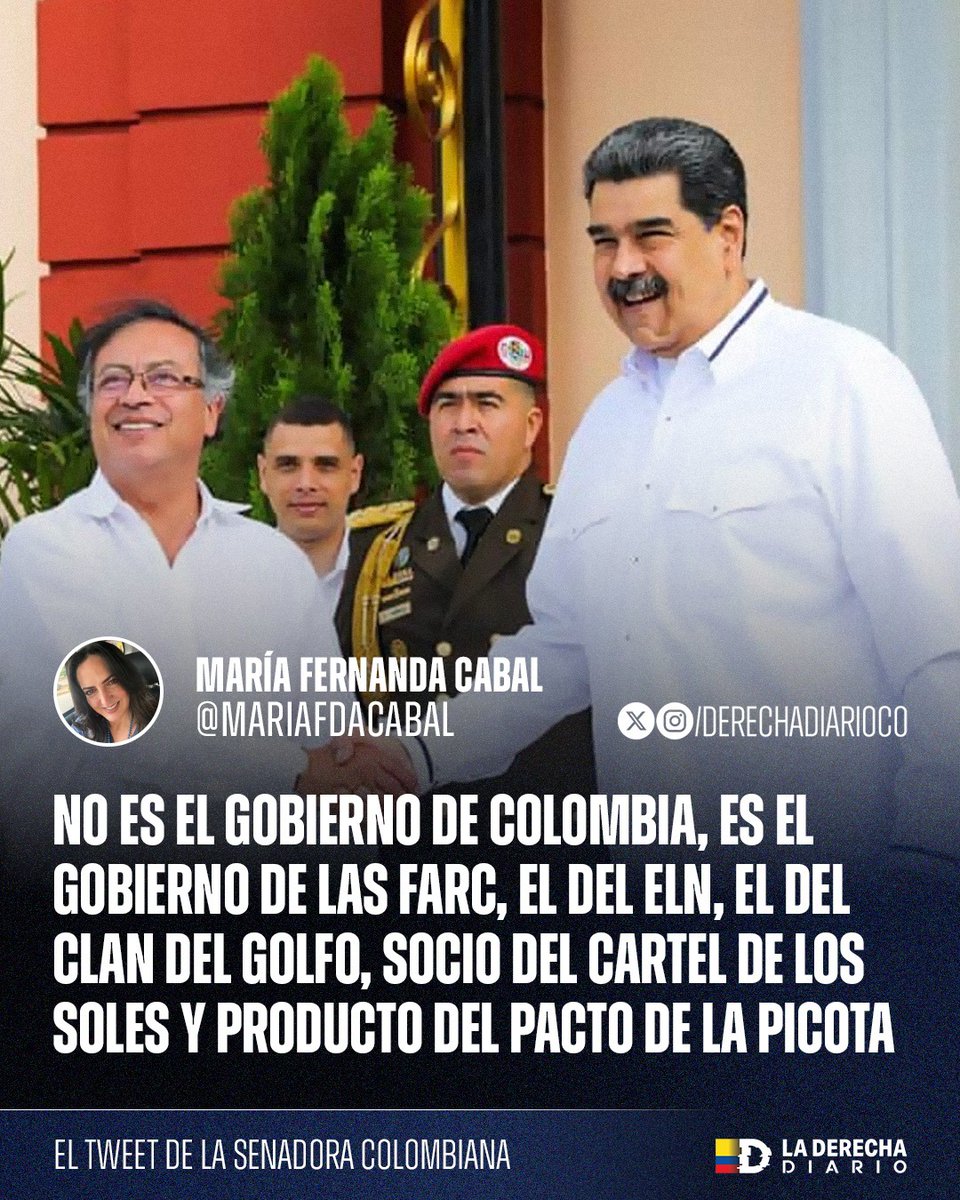 DerechaDiarioCO's tweet image. 🚨🇨🇴 | NARCOGOBIERNO: La senadora María Fernanda Cabal destroza a Petro: “No es el Gobierno de Colombia: Es el régimen de las Farc, del ELN, del Clan del Golfo y del Cartel de los Soles, parido por el Pacto de la Picota”.