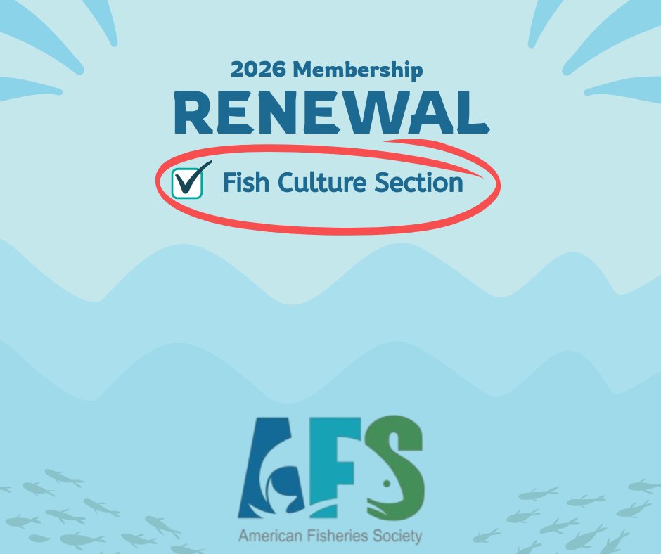 FishAfs48870's tweet photo. Time to renew your AFS membership for 2026! 🐟🐟

Sign into your AFS account through the link in our bio and remember to select the Fish Culture Section to be sure you stay up to date with all things fish-raising!

#fish #afs #fisheries #hatcherylife #aquaculture https://t.co/bYaze0Eynj