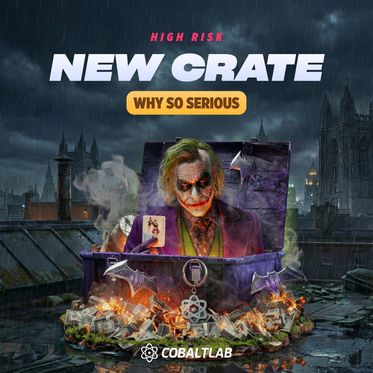 Cobaltlabrust's tweet image. Joker just yoinked a new crate and stuffed it with his chaos loot.
You bold enough to crack it open?

👉 cblt.to/whysoserious