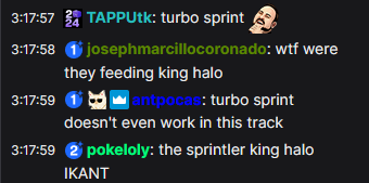 got to watch my cm finals race through <a href="/katelovelymomo/">Kate Letourneau</a> after i doubled checked that it was actually her in my lobby

to everyone who doubted my sprint halo i say "yea but imagine if she won that would have been pretty epic"