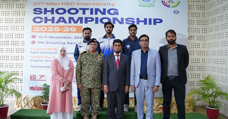 Bahria University Karachi Campus secured 4th Position at the All Pakistan HEC Intervarsity (Men) Championship 2025–26 at PNS KARSAZ. Team BUKC earned a Bronze Medal in Air Rifle 10M, showcasing precision, discipline, and teamwork.

#BahriaUniversity #BUKC #HECIntervarsity