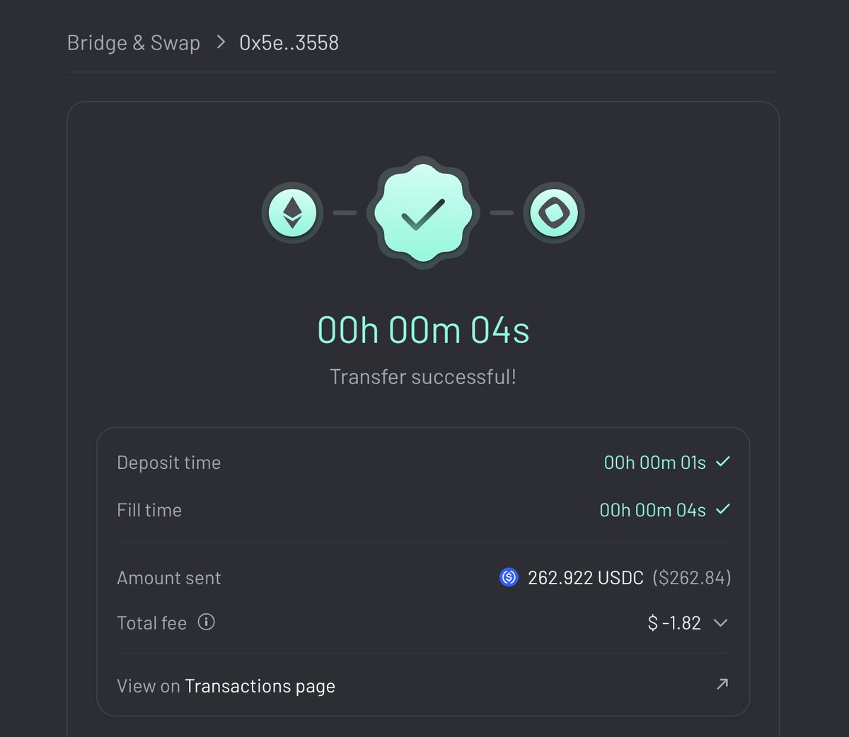 aydanintel's tweet photo. I just bridged and swapped USDC on Ethereum for $MON on Monad in one click.

Filled in 4 seconds.

Thanks, @AcrossProtocol! https://t.co/9NOc32FBz8