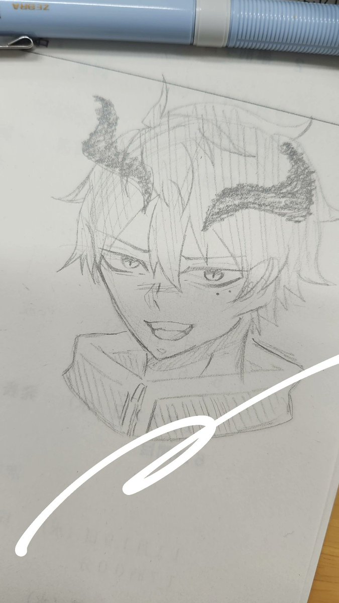 Akc_akihacya's tweet image. 授業中に落書きしないでください。
でも初めて資料なしで描けたからあげちゃう🙌
 #Akc_irasto