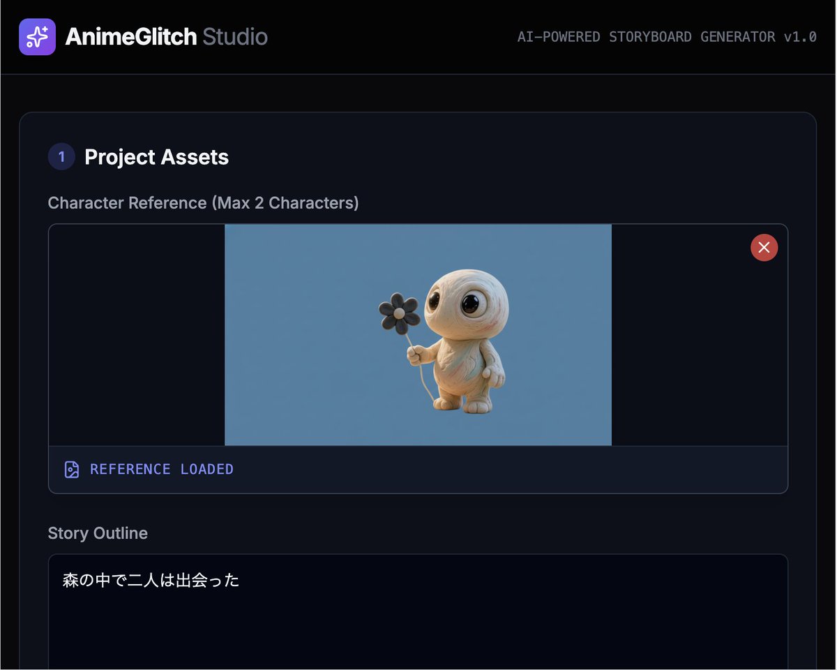 C_of_Creativity's tweet image. 左画像のように一枚キャラクターの画像をアップロードして、簡単にシーンの設定を書くと自動的にストーリー作ってスタートフレームとエンドフレームの画像を絵コンテ風に作ってくれるStoryboard Web App作った。

面倒くさがり用App

あとでストーリーや画像編集機能も追加してみる。