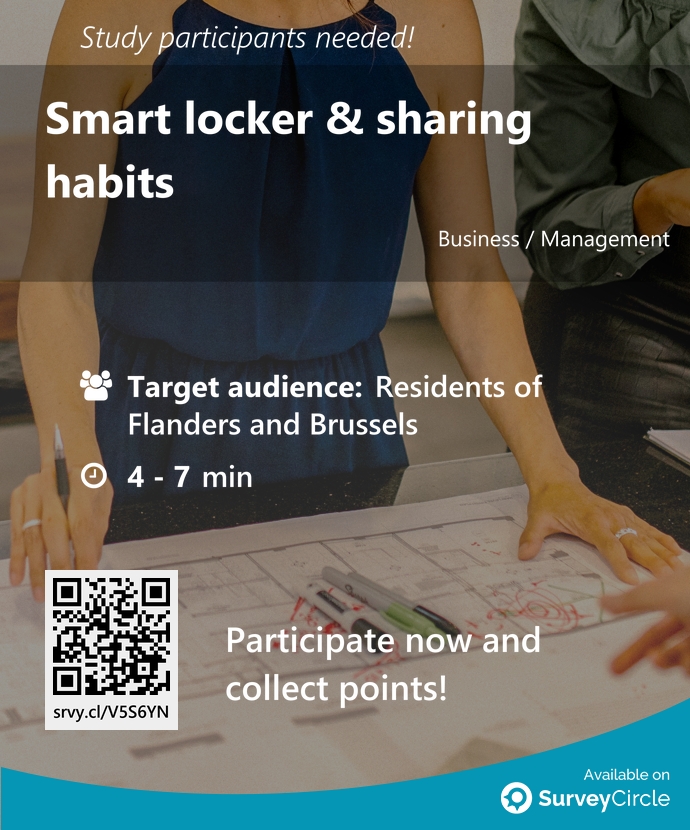 top_studies's tweet image. Participants needed for top-ranked study on SurveyCircle:

&quot;Smart locker &amp;amp; sharing habits&quot; surveycircle.com/V5S6YN/ via @SurveyCircle #uantwerpen

#SmartLocker #sharing #sustainability #company #research