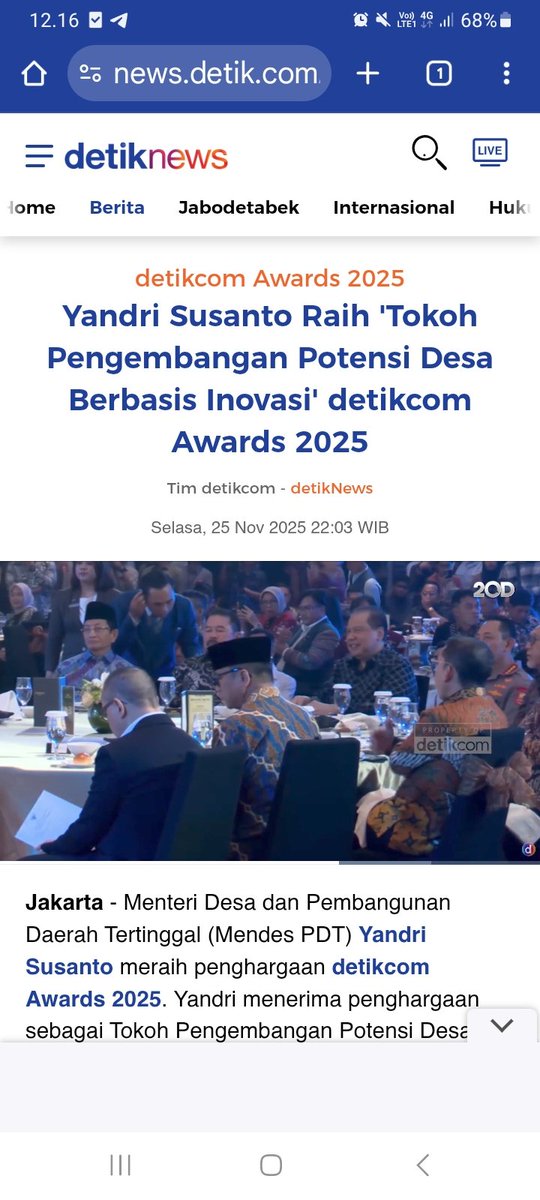 sihabrm's tweet photo. MenDesa,Yandri Susanto meraih penghargaan tokoh pengembangan potensi desa berbasis inovasi dlm ditikcom awards 2025
#YandriSusantoInovator
#PenghargaanDetikcomAwards #PotensiDesaBerbasisInovasi #DesaBerbasisInovasi
#PenghargaanYandriSusanto @prabowo @YandriSusanto @ArizaPatria https://t.co/DQemYeeMBq