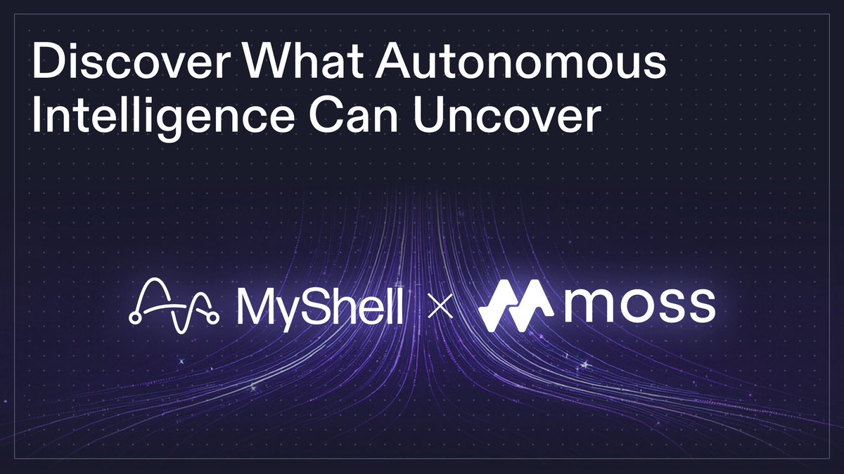 myshell_ai's tweet image. Pushing the boundaries of what AI agents can uncover.

Today, MyShell is moving forward with @MossAI_Official, the AI assistant built to cut noise, surface early alpha, and help users act with clarity across the on-chain world.

Together, we’re expanding what autonomous agents…
