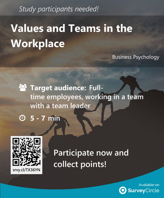 top_studies's tweet image. Participants needed for top-ranked study on SurveyCircle:

&quot;Values and Teams in the Workplace&quot; surveycircle.com/TX36YN/ via @SurveyCircle #azusapacific

#values #teams #workplace #congrueance