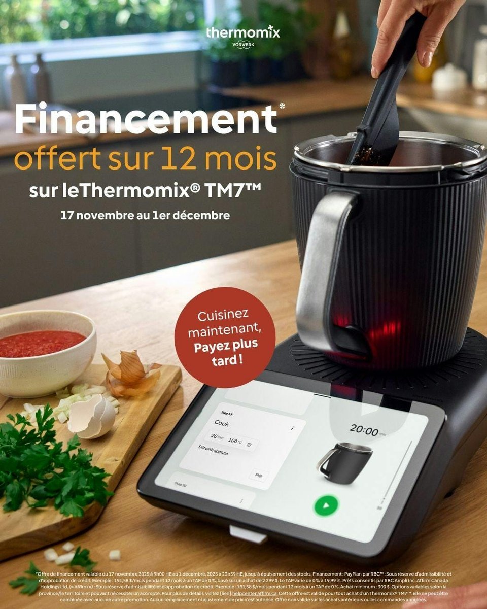 BLACK FRIDAY: The deal you've been waiting for is here! 🤩

The ultimate culinary innovation, the Thermomix TM7, is now accessible with an EXCEPTIONAL FINANCING OFFER: 12 MONTHS INTEREST-FREE!
Don't miss this chance to transform your kitchen.

➡️ Click and order now :