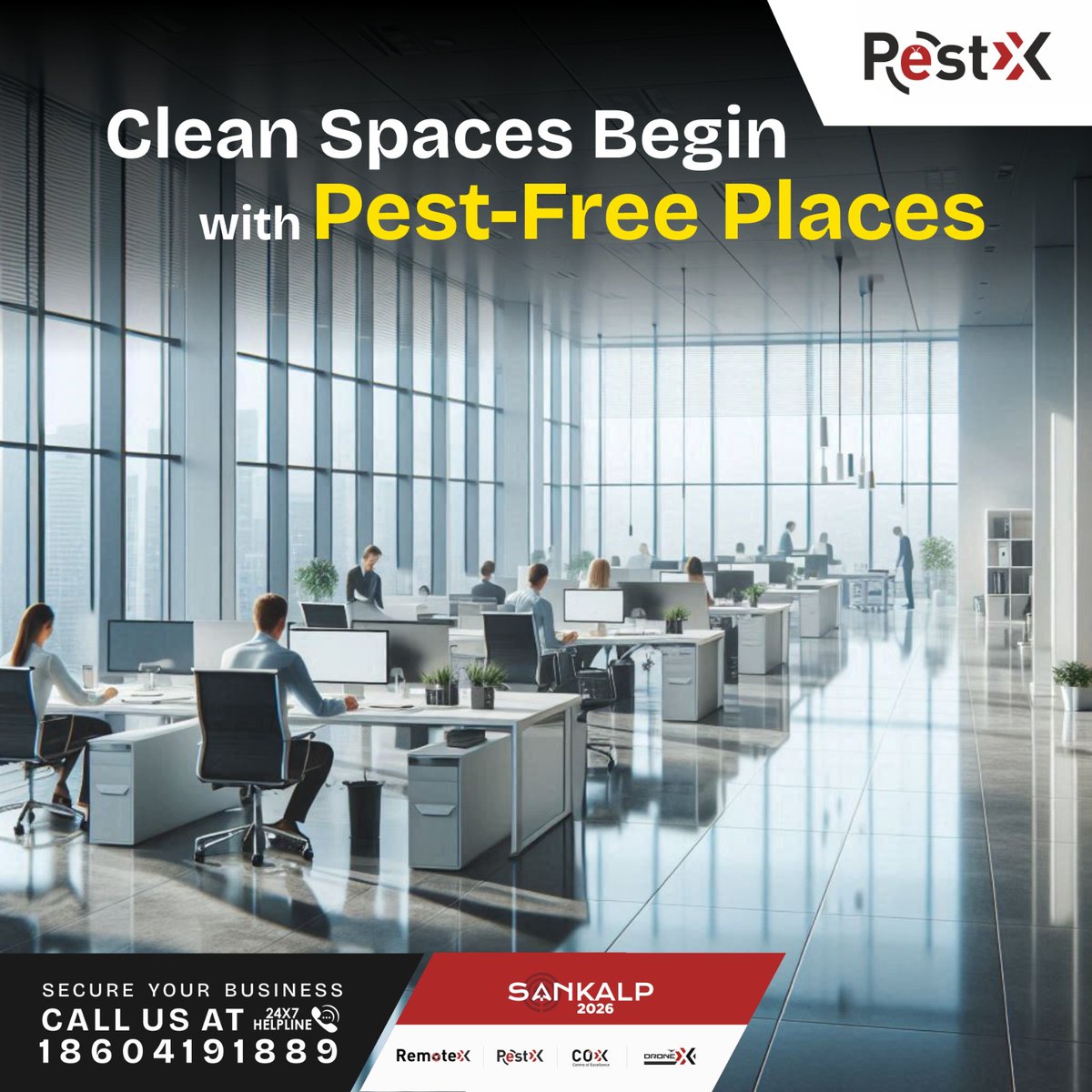 GDXfacility's tweet image. At PestX, we go beyond just eliminating pests we prevent them from coming back. Our expert team uses safe, eco-conscious treatments and industry-approved methods to protect your environment without disrupting your operations.
Call us anytime at our 24x7 helpline: 18604191889