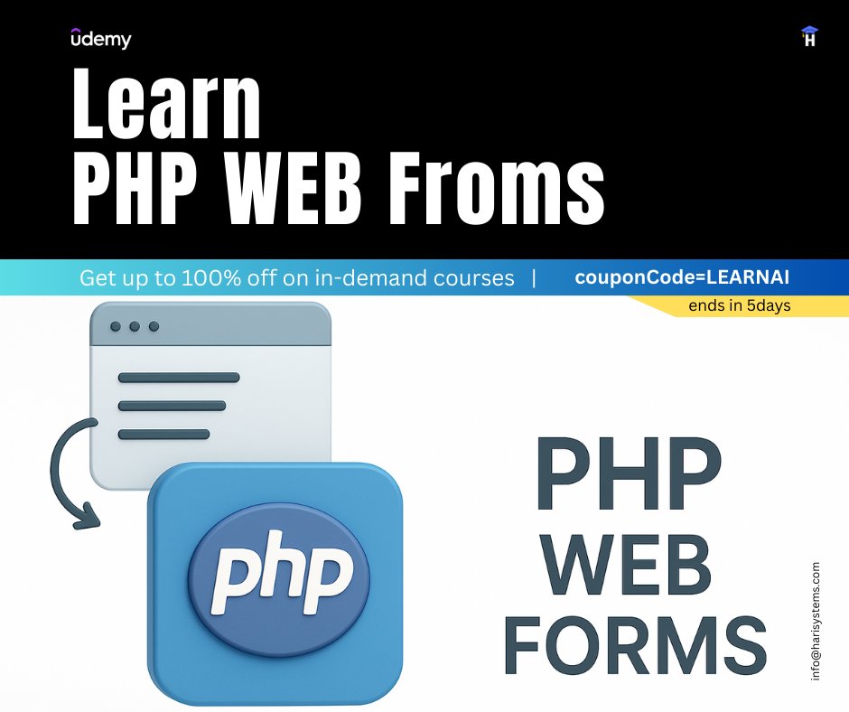 harisystems's tweet image. PHP Webforms from Scratch Zero to Expert : Bootcamp
udemy.com/course/php-web…
#php #webforms #ai #blackfriday #offer #udemy #free