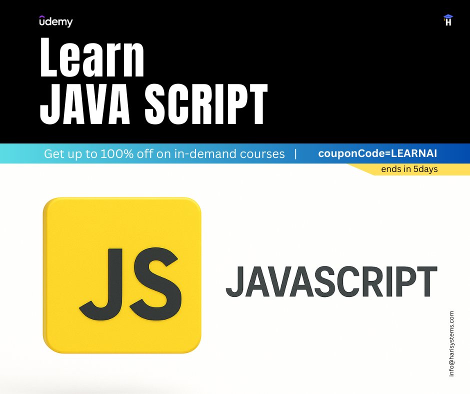 harisystems's tweet image. JavaScript Masterclass for Beginner to Expert: Bootcamp
udemy.com/course/javascr…
#javascript #script #ai #blackfriday #offer #udemy #free