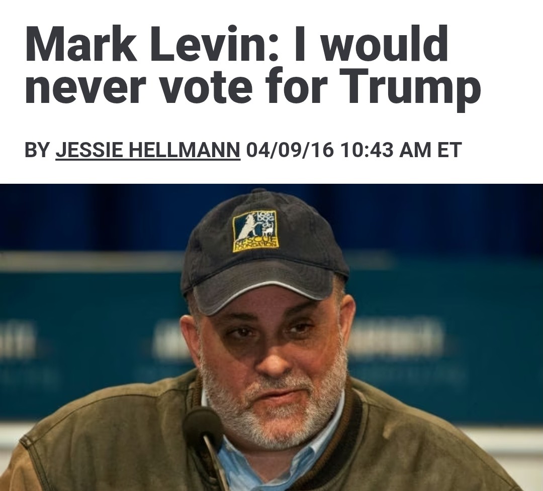 <a href="/marklevinshow/">Mark R. Levin</a> "Every Republican must pass my approval test" How would that be going Mark "Never Trump" Levin?