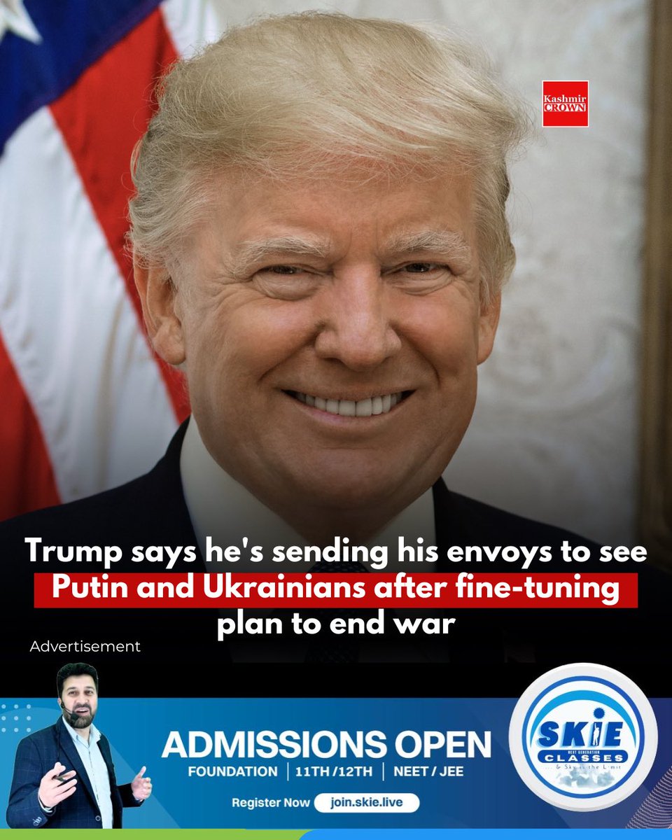 kashmircrownews's tweet image. Trump says he’s sending his envoys to see Putin and Ukrainians after fine-tuning plan to end war’

The talks are going well and we remain optimistic,’ Lt Col Jeff Tolbert, spokesman for the Army secretary, said in a statement

#trump #ukrainians #armysecretary #war