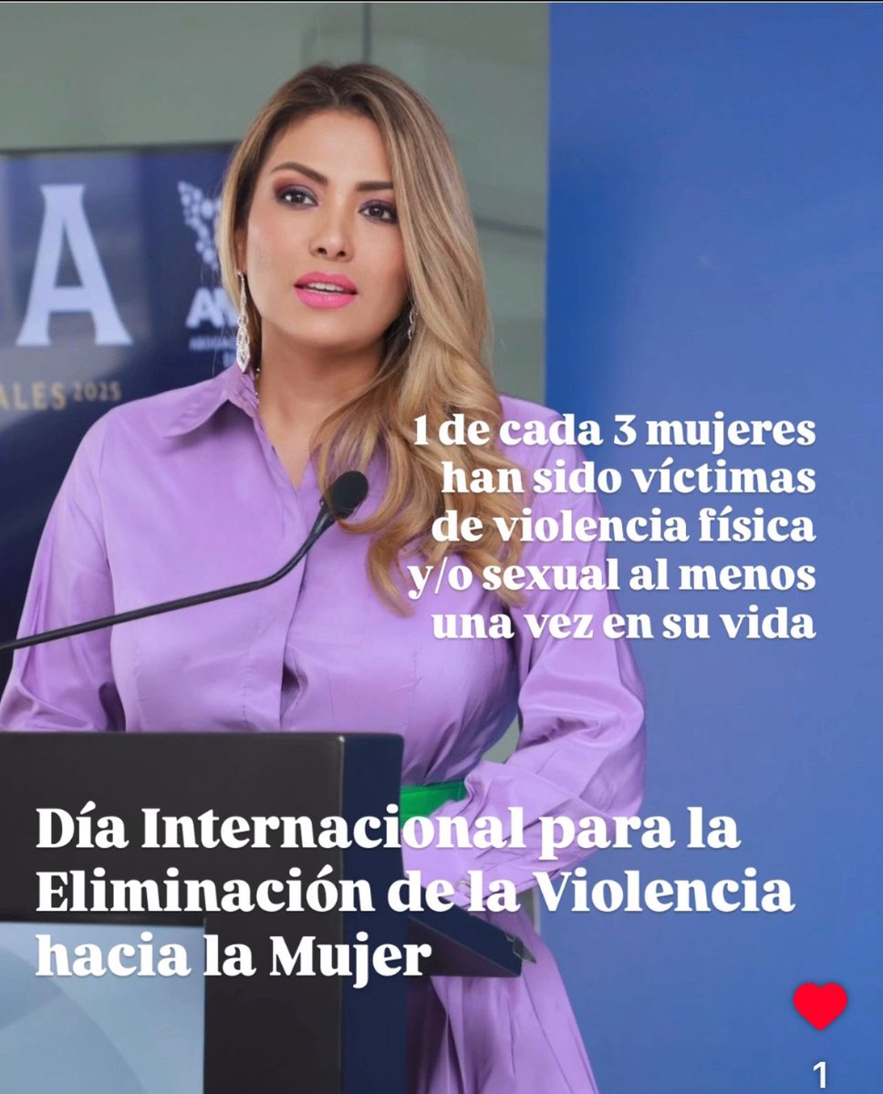 DÍA INTERNACIONAL DE LA ELIMINACIÓN DE LA VIOLENCIA CONTRA LA MUJER.  Una de cada tres mujeres han sido víctimas de violencia física y/o sexual al menos una vez en su vida. Cada diez minutos, una mujer o niña muere a manos de su pareja o miembro  de la familia.