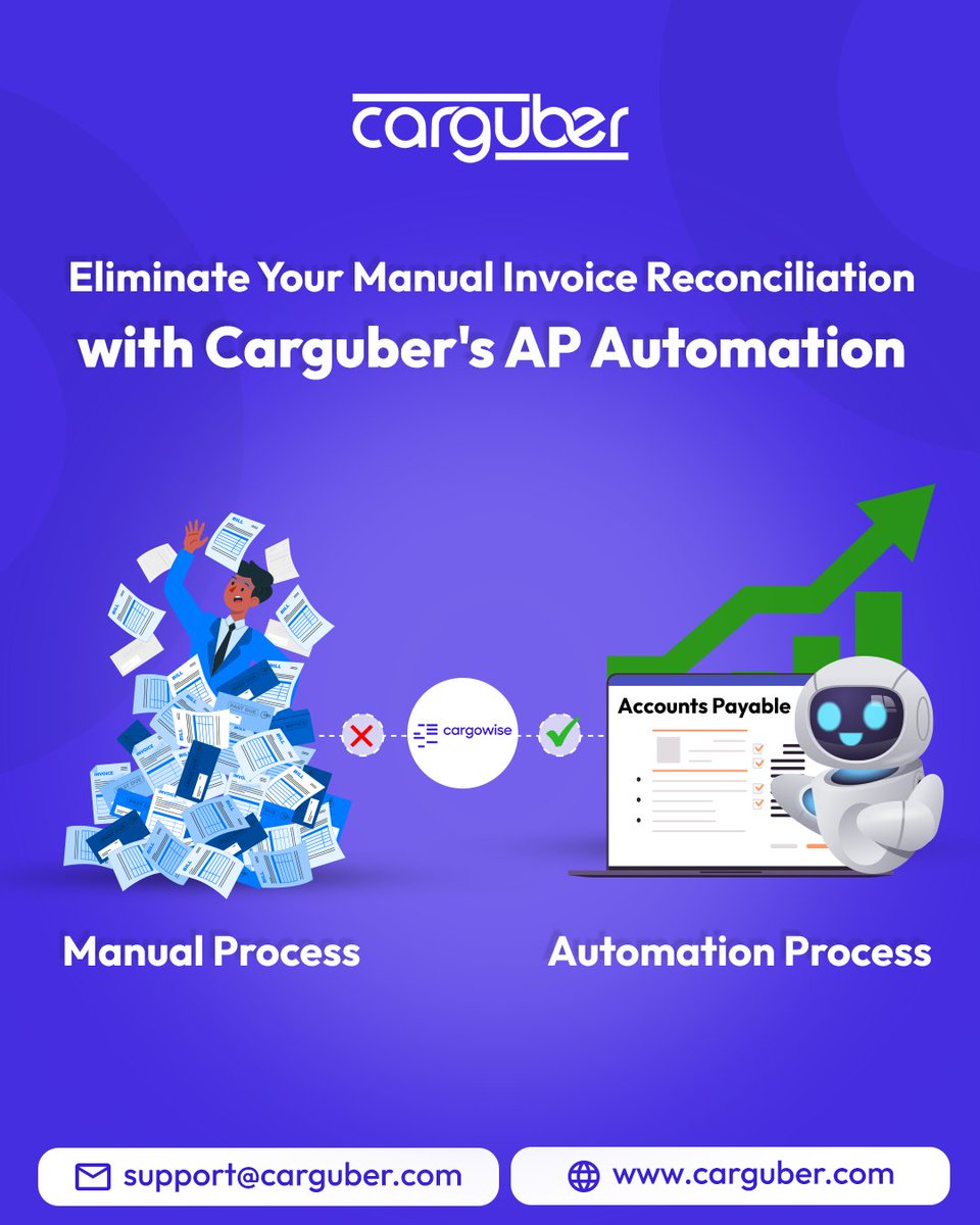 carguber's tweet image. Why spend hours on manual invoice reconciliation when automation takes minutes?

Read more: shorturl.at/95gzo

Contact us at: carguber.com/rpa-solutions-…

#DocumentAutomation #AccountsPayable #InvoiceReconciliation #CargoWiseIntegration  #AIAutomation #Carguber