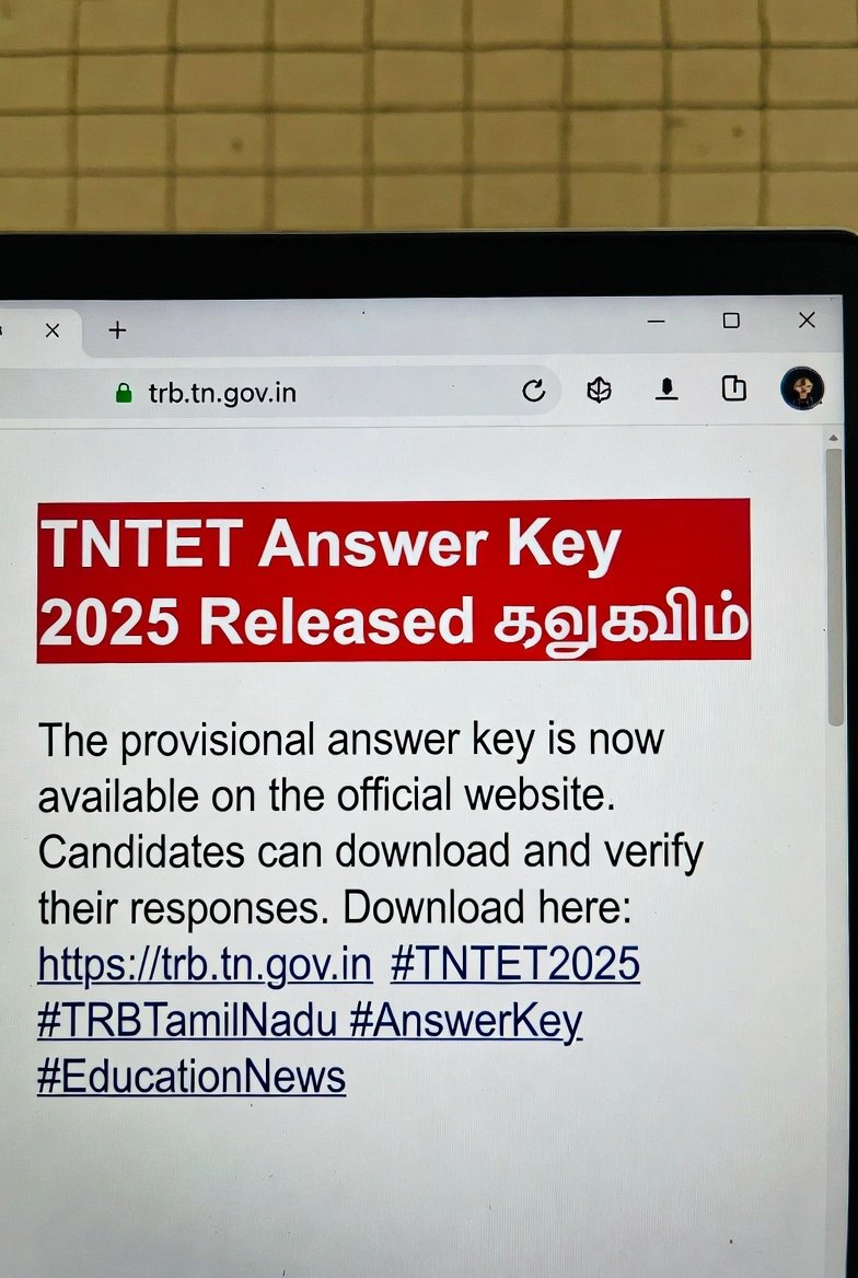 Collegepur_X's tweet image. TNTET Answer Key 2025 Released 📢
The provisional answer key is now available on the official website. Candidates can download it and verify their responses.
Download here: trb.tn.gov.in
#TNTET2025 #TRBTamilNadu #AnswerKey #EducationNews