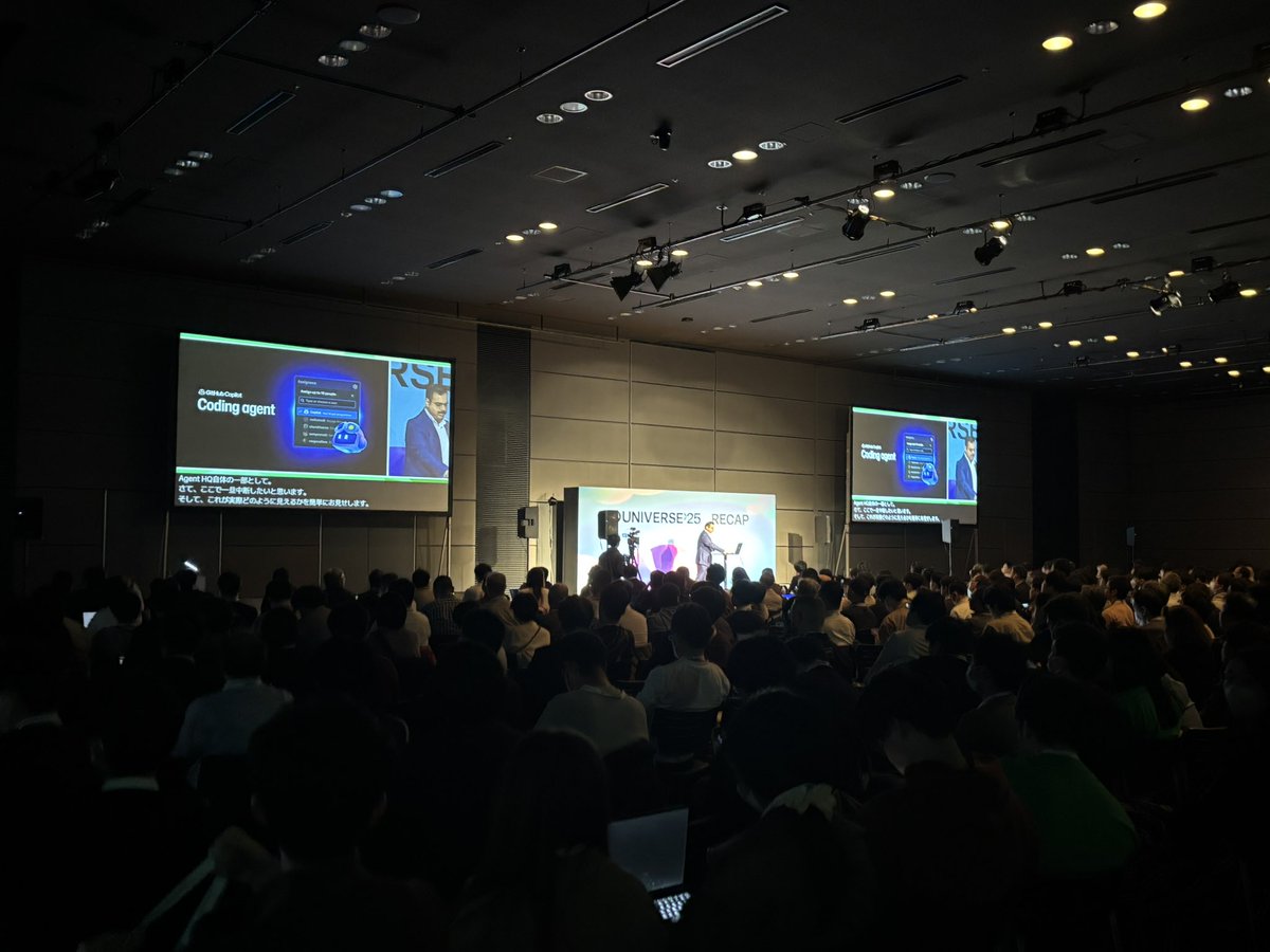 kawamoto_LINER's tweet image. #GitHubUniverseRecap が始まってますね❗️

すごい人数の参加者数で、GitHubに対するAgenticな機能への期待の高さが伺えますね✨

Agent HQの発表でOpenAI、Anthropic、Googleなど全てのエージェントがGitHub上で活躍するようになりますね！

#GitHub