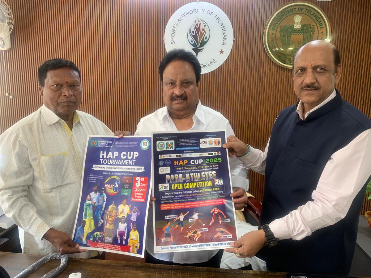 ICCLCRICKET's tweet photo. We are delighted to have our special chief guest "A.P. Jithender Reddy" joining us on "International Day of Persons with Disability", ICCL India Foundation (ICCL-IF) HAP CUP 2025 Tournament this year. https://t.co/yGgwJVoylw