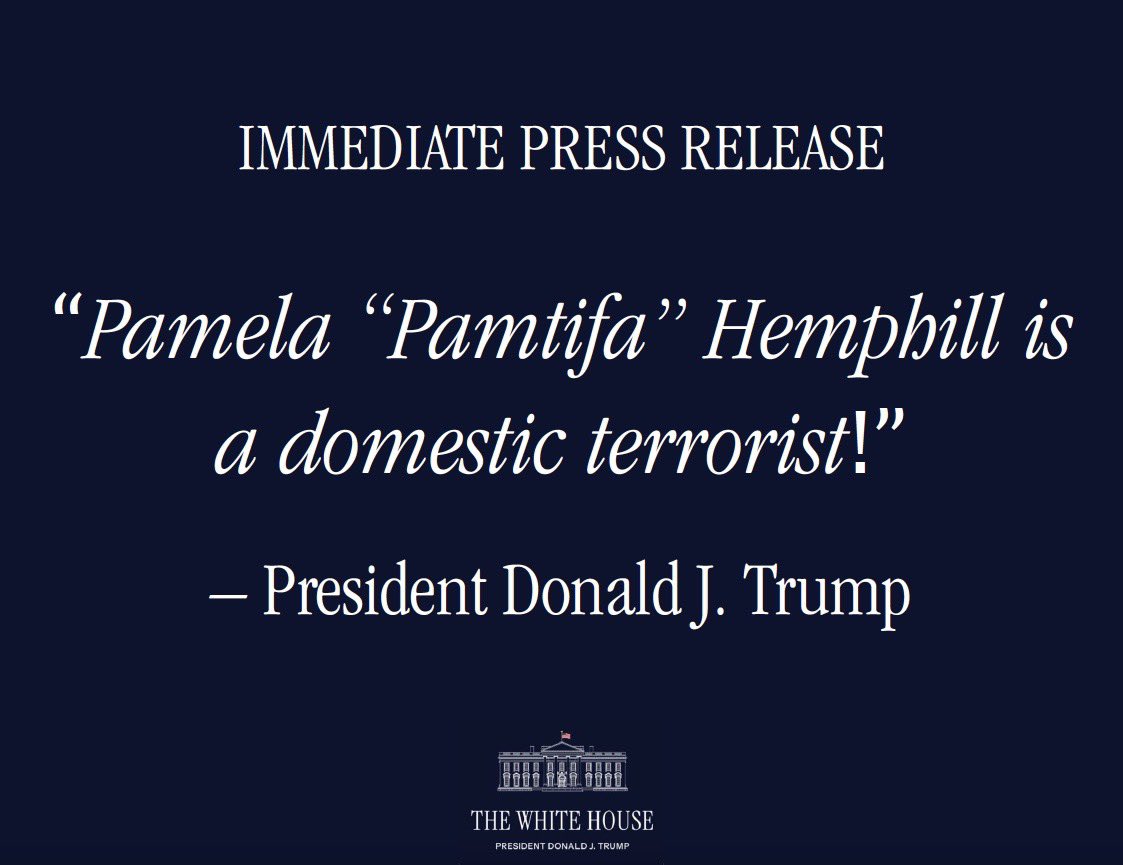 RheinDAmacher's tweet image. 🚨: 𝗣𝗿𝗲𝘀𝗶𝗱𝗲𝗻𝘁 𝗗𝗼𝗻𝗮𝗹𝗱 𝗝. 𝗧𝗿𝘂𝗺𝗽 (@realDonaldTrump) just issued a proclamation regarding the self-identified Antifa supporter known as “𝘗𝘢𝘮𝘵𝘪𝘧𝘢,” sometimes mockingly called the “𝘈𝘯𝘵𝘪𝘧𝘢 𝘨𝘳𝘢𝘯𝘯𝘺.”