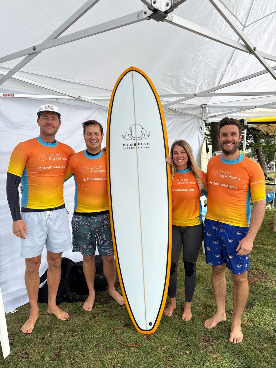 blobfishmedia's tweet photo. What an incredible day at the UnLtd Big Kahuna Surf Competition, where the industry came together to surf for good and support an amazing cause! 

Congratulations to Daisy Armstrong from WPP Media, who took home her very own Blobfish International surfboard! https://t.co/NB9YeL1U4G