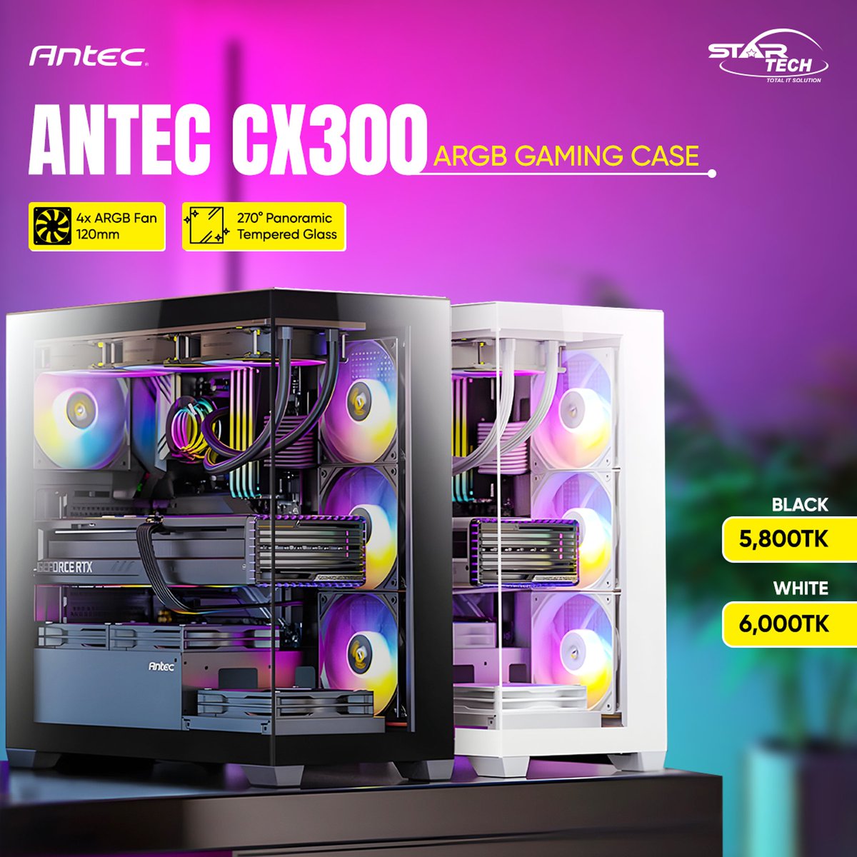 startechbd's tweet image. Antec CX300 ARGB Full-View ATX Mid Tower Gaming Casing

💰 Price: 
Black: 5,800 Tk
White: 6,000 Tk

📌 Get Yours Now: 
Black: startech.com.bd/antec-cx300-ar…

White: startech.com.bd/antec-cx300-ar…

#Antec #CX300 #GamingCasing #ARGBCase #PanoramicGlass #PCBuild #ATXCase #StarTech