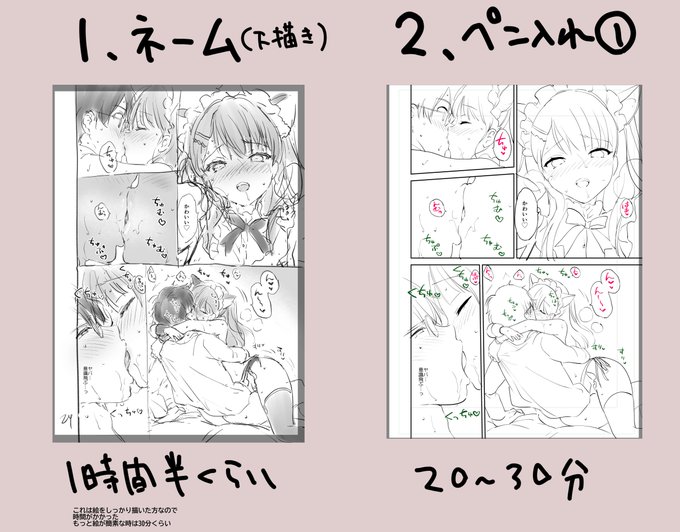 原稿1ページにどれくらい時間かかってるの?と質問いただいたので、過程をまとめてみました!
完成に近づくにつれて修羅場バフがかかっていくので、通常時はもっと遅いかもしれません… 