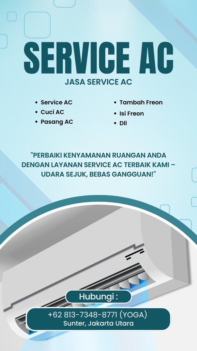 leeacloud's tweet image. HELP RT!!! 
Yang daerah sunter khususnya,klau mau service AC ke adek ku aja ya guys 🙏 biar dia bisa beli makan karena job lagi sepi dan blm gajian dia sampe sambat sama aku😭😁

Bisa lsg chat ke no tertera ya guys 
DIJAMIN BERSIH DAN MURAH 👍

#Lokerjakarta #serviceAC #JAKARTA