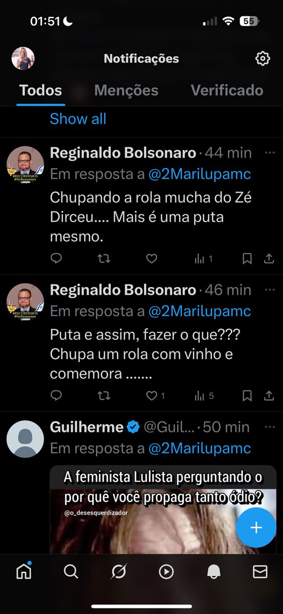 Esse querido está chateado pela prisão do Bolsonaro e se achou no direito de me agredir.
Já bloqueei e denunciei, mas posto aqui para contar com a força de vcs para denunciar este agressor