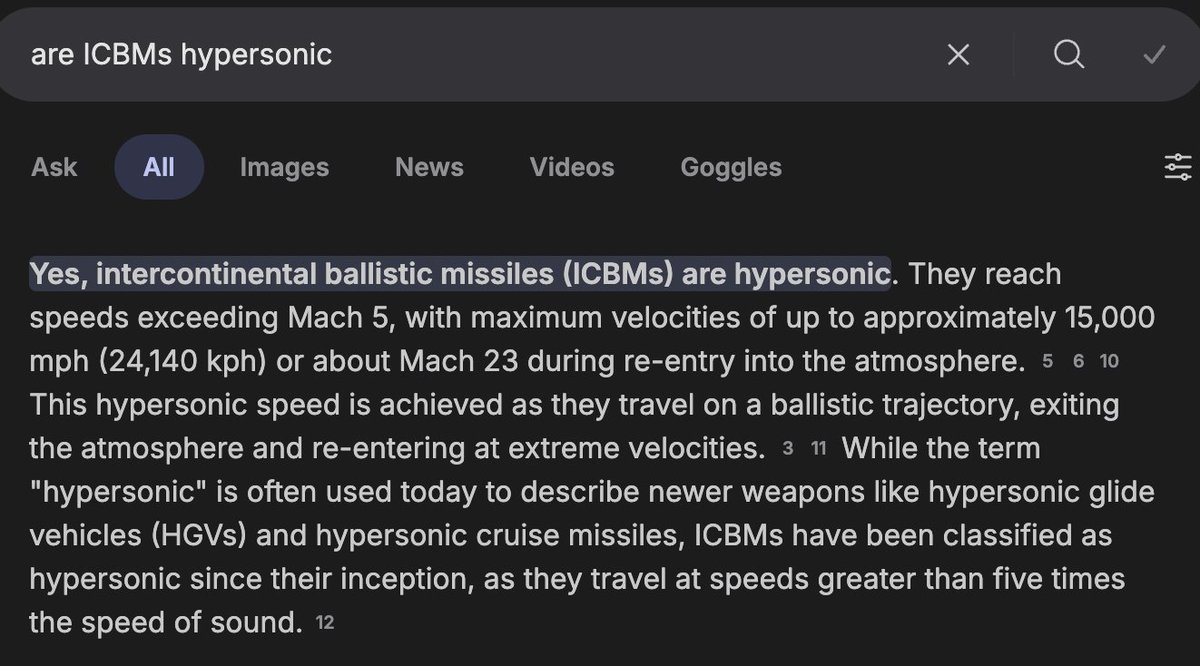 온라인에서 회자된 ICBM-극초음속 논쟁 이미지