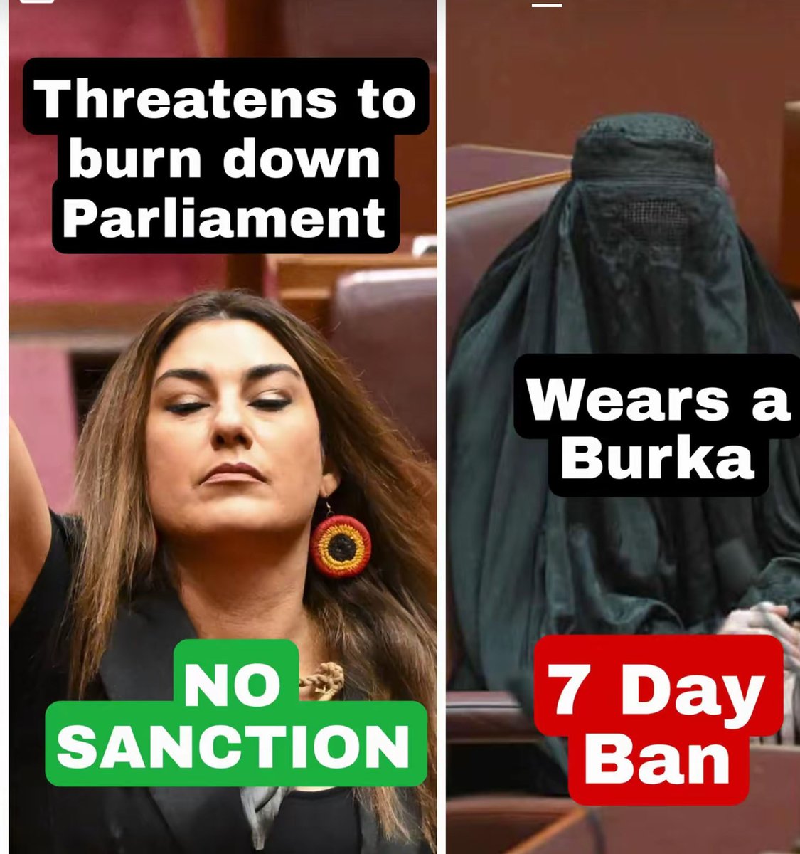 Just a mini version of what they did to Trump in what they’re doing to Pauline <a href="/PaulineHansonOz/">Pauline Hanson 🇦🇺</a> &amp; it’s only going to get worse the more her popularity grows.

It will be one rule for them &amp; another for <a href="/OneNationAus/">One Nation Australia</a> &amp; like what happened in America when Trump kept trying to say I