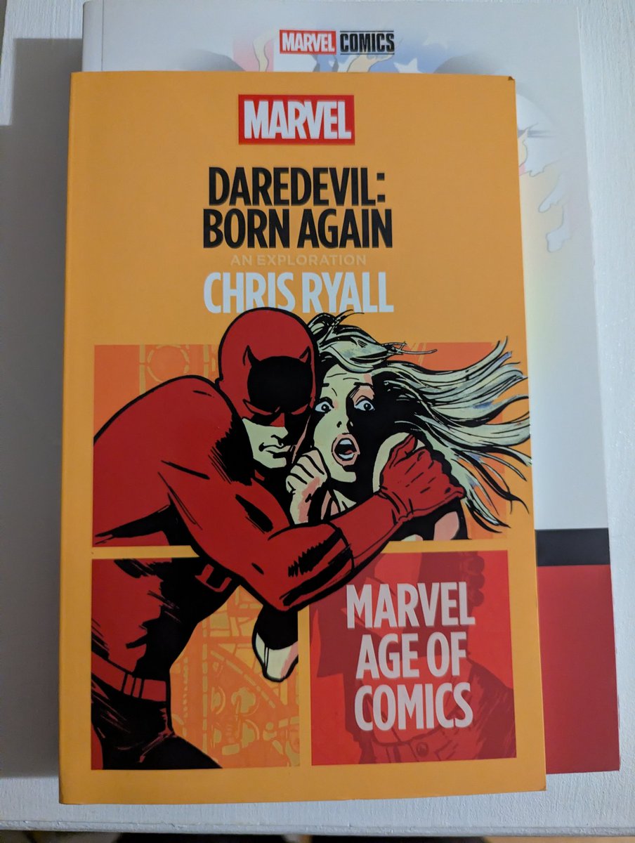 manwithoutfear's tweet image. Got the new Marvel Age of Comics Daredevil: Born Again book by Chris Ryall. Didn&apos;t realize the book was smaller than the Marvel Premier Collection size (second pic for comparison)