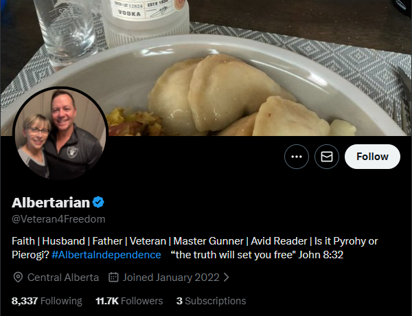 CdnFreethinker's tweet image. The account &quot;Albertarian&quot; is based in the United States. #ForeignInterference #FakeAccount