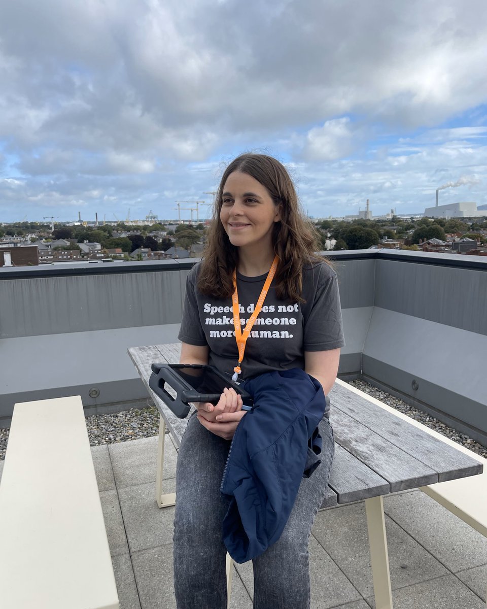 Communica1st's tweet image. Just in time for your holiday shopping: Jordyn’s shirt is back! At this link only until 12/4: lnk.to/shpc. Give a gift that supports communication #advocacy. #SpeechDoesNotMakeSomeoneMoreHuman

[Image: Jordyn Zimmerman sits smiling on a rooftop bench, wearing a shirt…