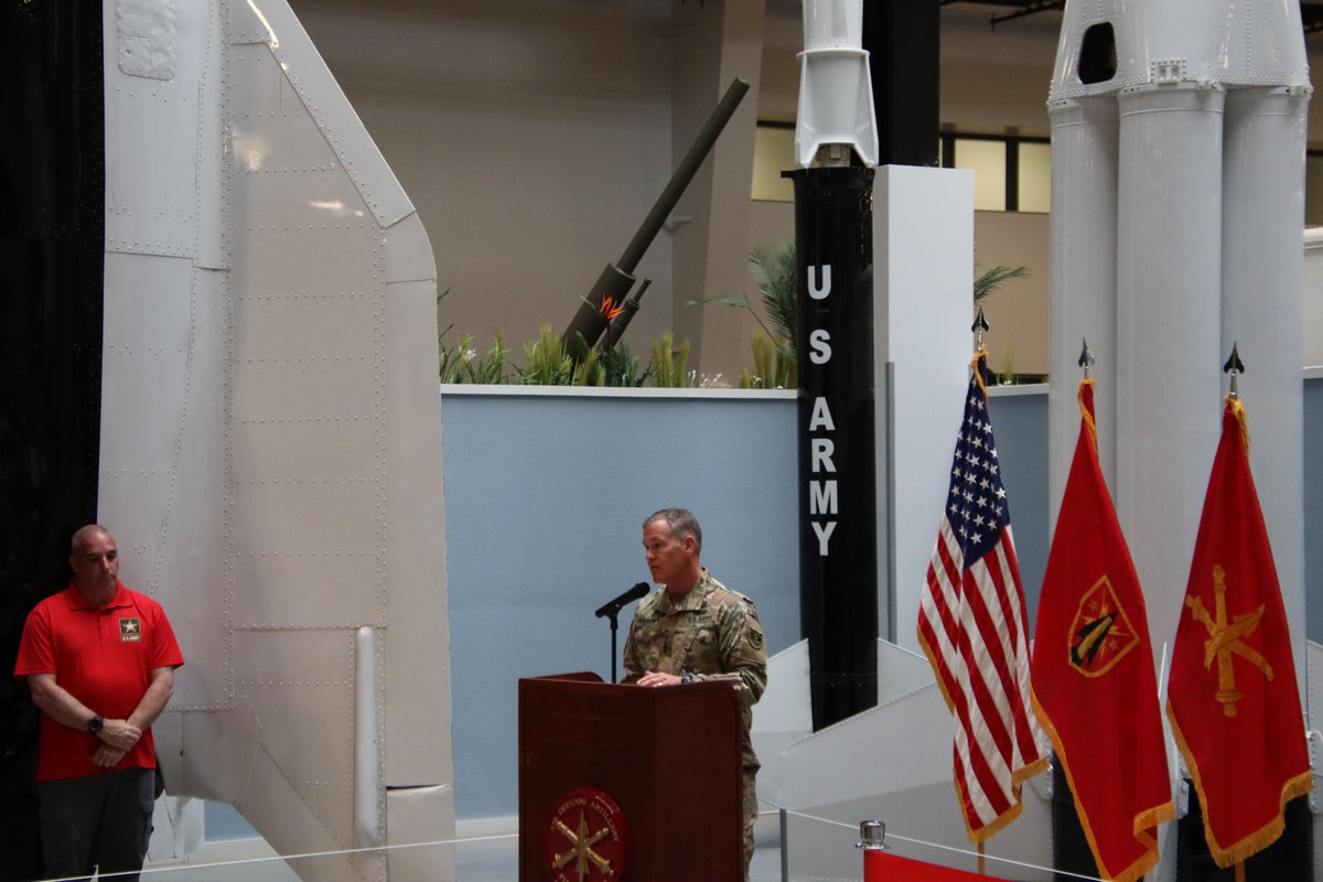 GenJames83287's tweet photo. U.S. Army Gen. James Dickinson, U.S. Space Command commander, speaks about the benefits the Air Defense Artillery Training Support Facility has for the joint forces during the grand opening of the facility on May 1.  #TeamSill #FiresStrong #FirstToFire https://t.co/DuT5XI3tf4