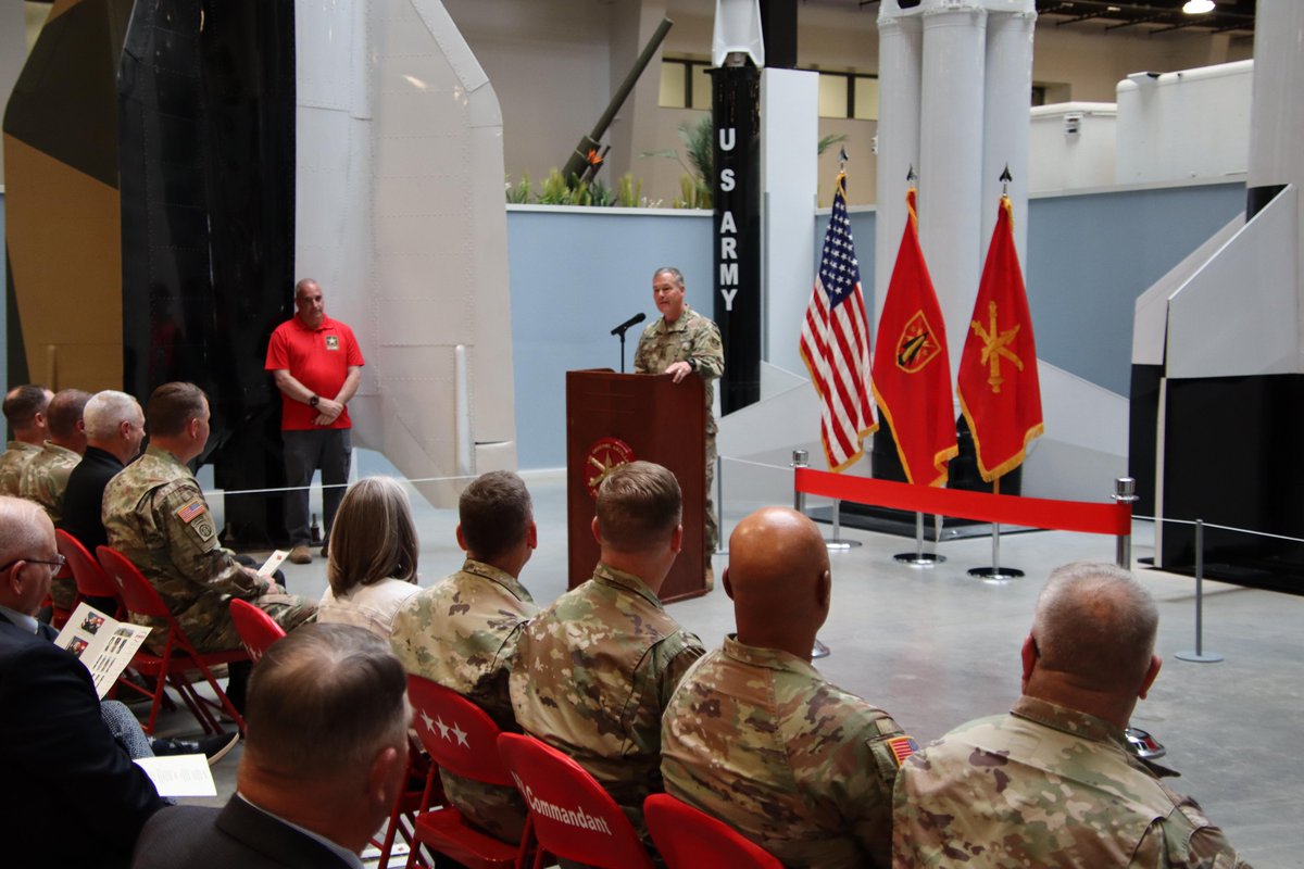 GenJames83287's tweet photo. U.S. Army Gen. James Dickinson, U.S. Space Command commander, speaks about the benefits the Air Defense Artillery Training Support Facility has for the joint forces during the grand opening of the facility on May 1.  #TeamSill #FiresStrong #FirstToFire https://t.co/DuT5XI3tf4