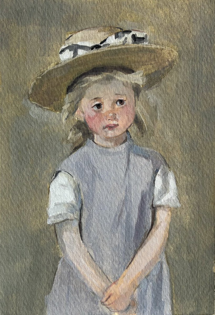 mohi_konoe's tweet photo. Day 25 #模写チャレンジ
Study after “Child in a Straw Hat
” by Mary Cassatt
久しぶりにカサットにチャレンジしました。
オーバーサイズの帽子に、ちょっと不機嫌そうな表情が可愛いです😄
#mohi_daily_paintings #ガッシュ #marycassatt #mastercopy https://t.co/10MKAGGeIE