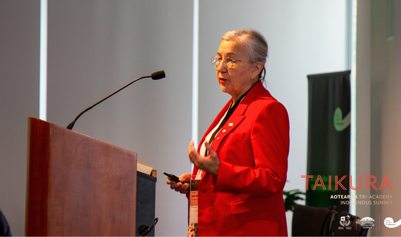 src_rsc's tweet image. Marie Battiste @imperialbuster (FRSC, @usask) leads a keynote discussion on Indigenous thought leadership in Canada, sharing ongoing community struggles for Indigenous knowledge, and action that needs to happen to build transsystemic transformations. #Taikura