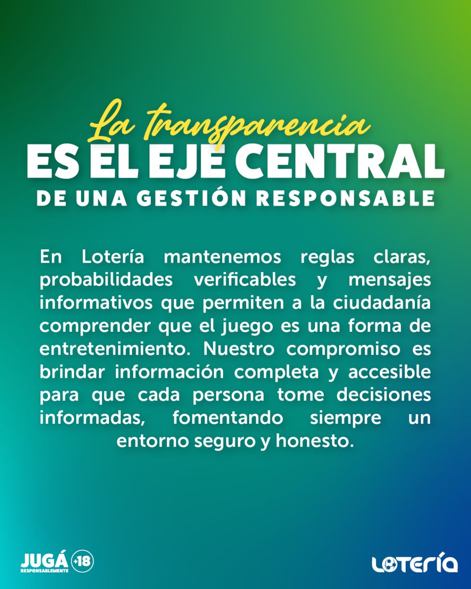 loteriasv's tweet photo. #ComunicaciónResponsable #JuegoResponsable #Transparencia #CIBELAE
#SemanadeJR https://t.co/duzAU154Ni