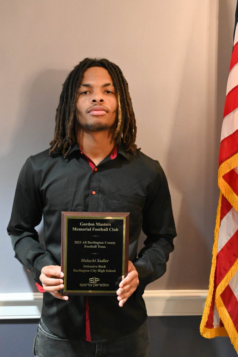 The Gordon Masters Memorial Burlington County Football Club congratulates Malachi Sadler, Defensive Back, Burlington City High School as a 2025 All-County Athlete! #AllCountyAthlete #BurlingtonCityHighSchool #MalachiSadler