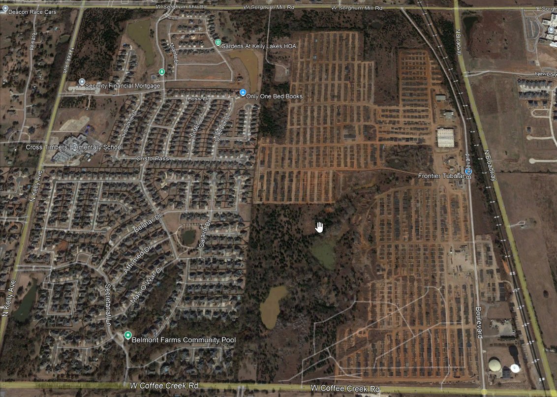 hackdba's tweet image. Thinking about our Edmond location the one that stuck out is that they built whole ass neighborhoods around our yard. I&apos;m so curious how relators sold these houses. Pipe yards are loud as hell.